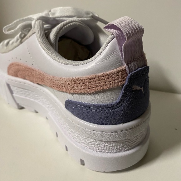 Puma Mayze Platform Sneakers Women’s 7 Lace Up Shoes White Casual New Pink - Picture 9 of 12